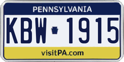 PA license plate KBW1915