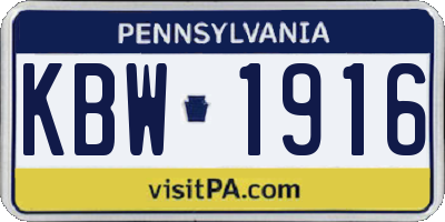PA license plate KBW1916