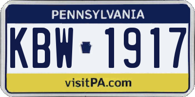 PA license plate KBW1917