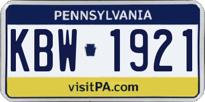 PA license plate KBW1921