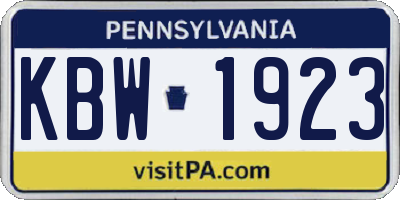 PA license plate KBW1923