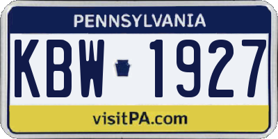 PA license plate KBW1927