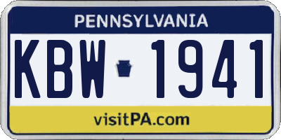 PA license plate KBW1941