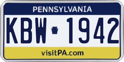 PA license plate KBW1942