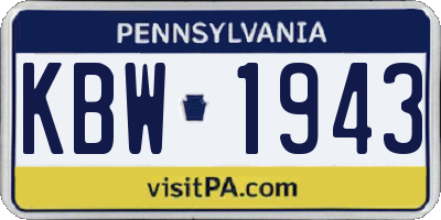 PA license plate KBW1943