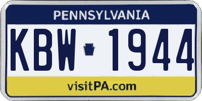 PA license plate KBW1944