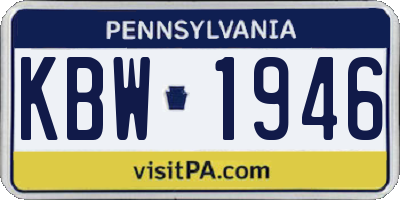 PA license plate KBW1946