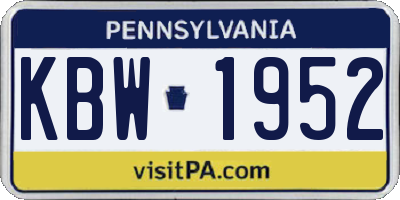 PA license plate KBW1952