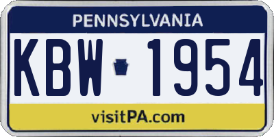 PA license plate KBW1954