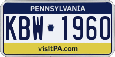 PA license plate KBW1960