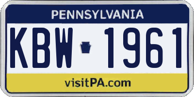 PA license plate KBW1961