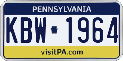 PA license plate KBW1964