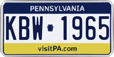 PA license plate KBW1965