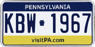 PA license plate KBW1967