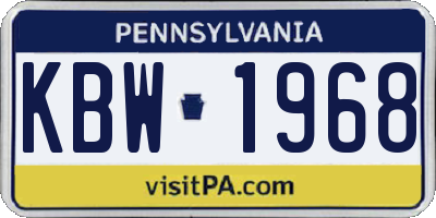 PA license plate KBW1968