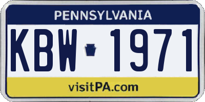 PA license plate KBW1971