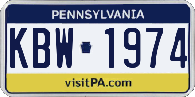 PA license plate KBW1974