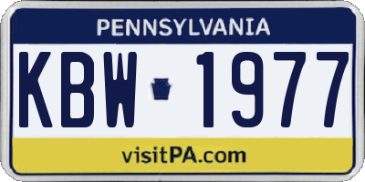 PA license plate KBW1977