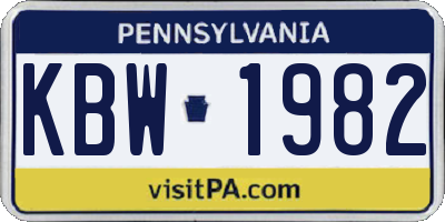 PA license plate KBW1982