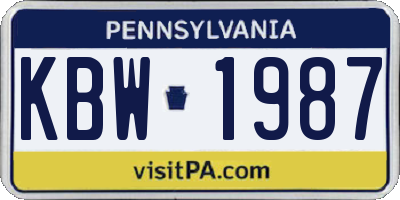PA license plate KBW1987