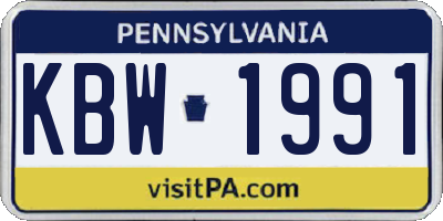 PA license plate KBW1991