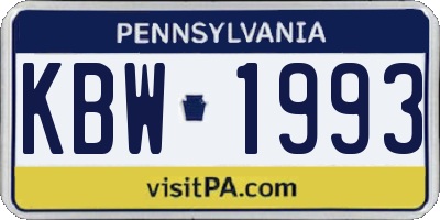 PA license plate KBW1993