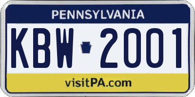 PA license plate KBW2001