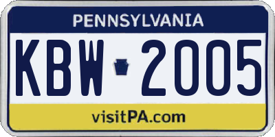 PA license plate KBW2005
