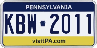 PA license plate KBW2011