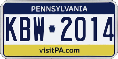PA license plate KBW2014