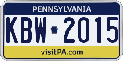 PA license plate KBW2015