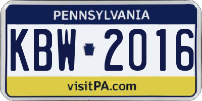 PA license plate KBW2016