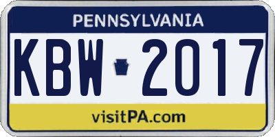 PA license plate KBW2017