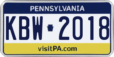 PA license plate KBW2018