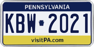 PA license plate KBW2021
