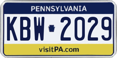 PA license plate KBW2029