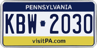 PA license plate KBW2030