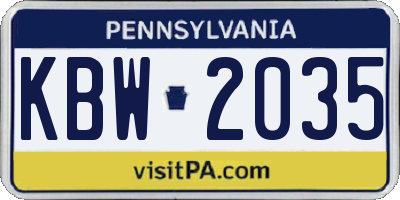 PA license plate KBW2035