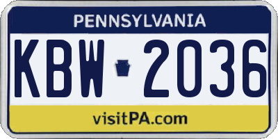 PA license plate KBW2036