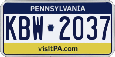 PA license plate KBW2037