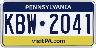 PA license plate KBW2041