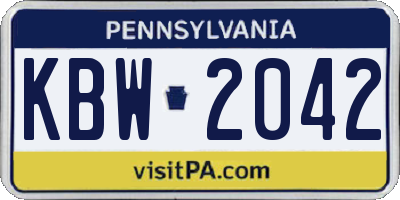 PA license plate KBW2042