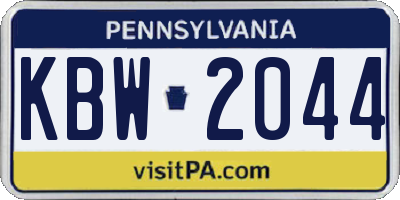 PA license plate KBW2044