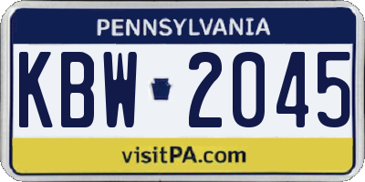 PA license plate KBW2045