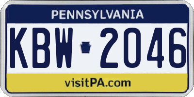 PA license plate KBW2046