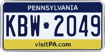PA license plate KBW2049