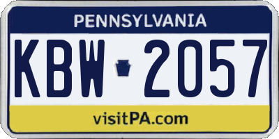 PA license plate KBW2057