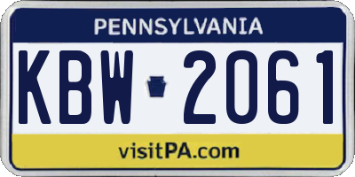 PA license plate KBW2061