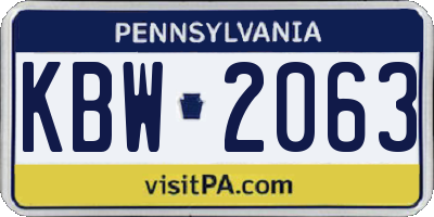 PA license plate KBW2063