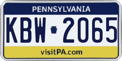 PA license plate KBW2065